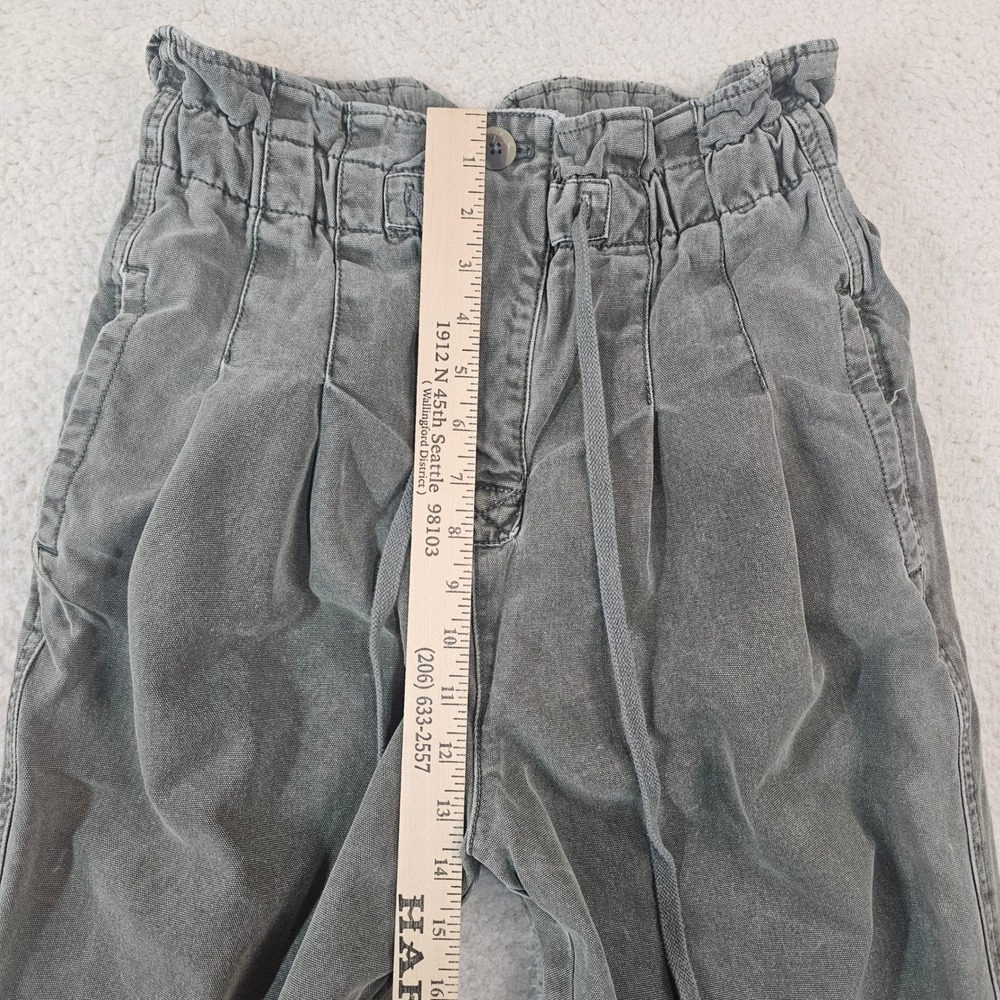 Free People Paperbag Waist Tapered Pants Olive Green XS Button Fly Drawstring - Picture 5 of 12